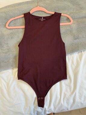 Dynamite  Ribbed Maroon Sleeveless One-Piece Bodysuit